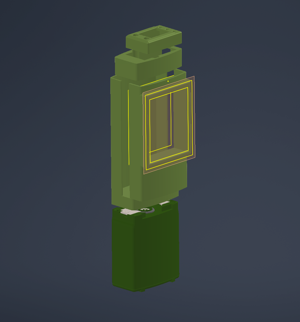 CAD mockup of Argus v1 modular enclosure using PRC-152 style radio batteries for field power integration